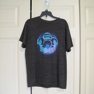 Tek Gear Kids Short Sleeve Tee - Black with Blue Soccer Ball